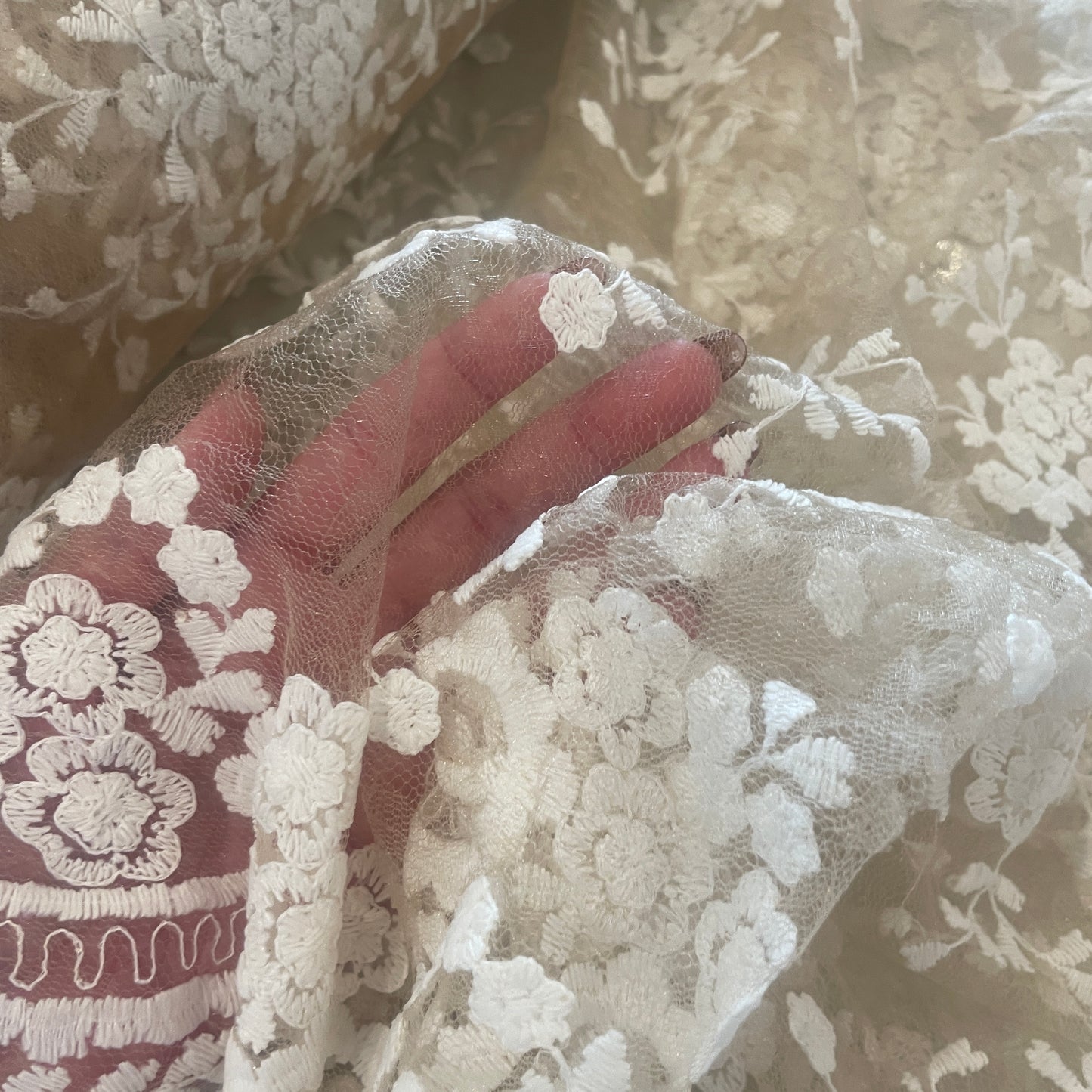 Willow embroidered tulle lace