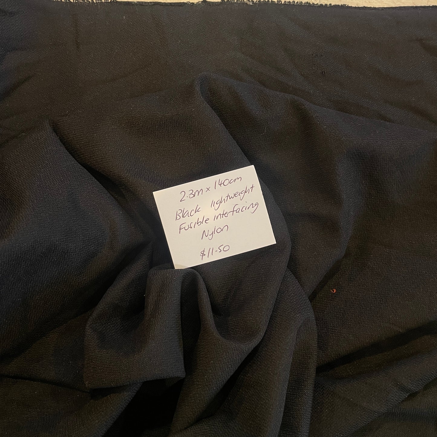2.3m black fusible lightweight interfacing