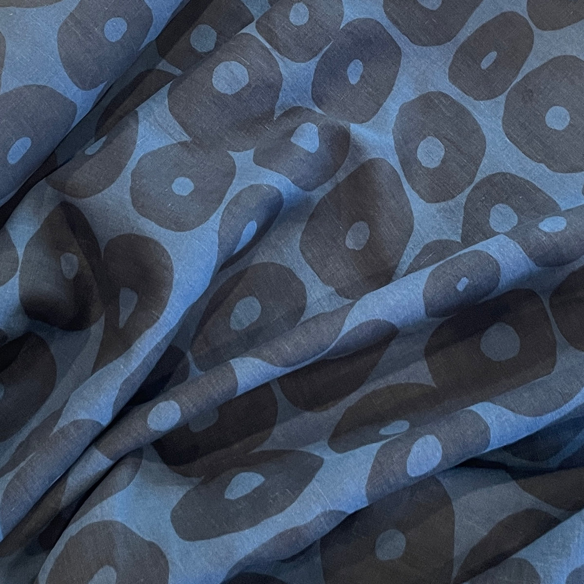 Teal Arty spots linen