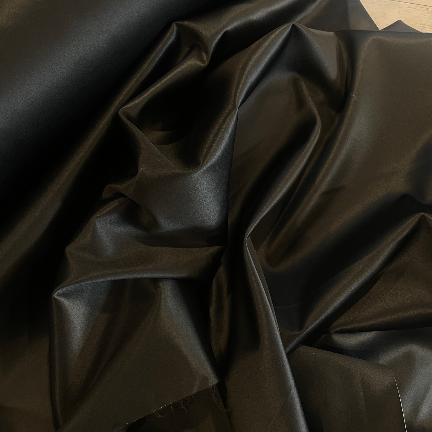 Shelly black double bonded satin