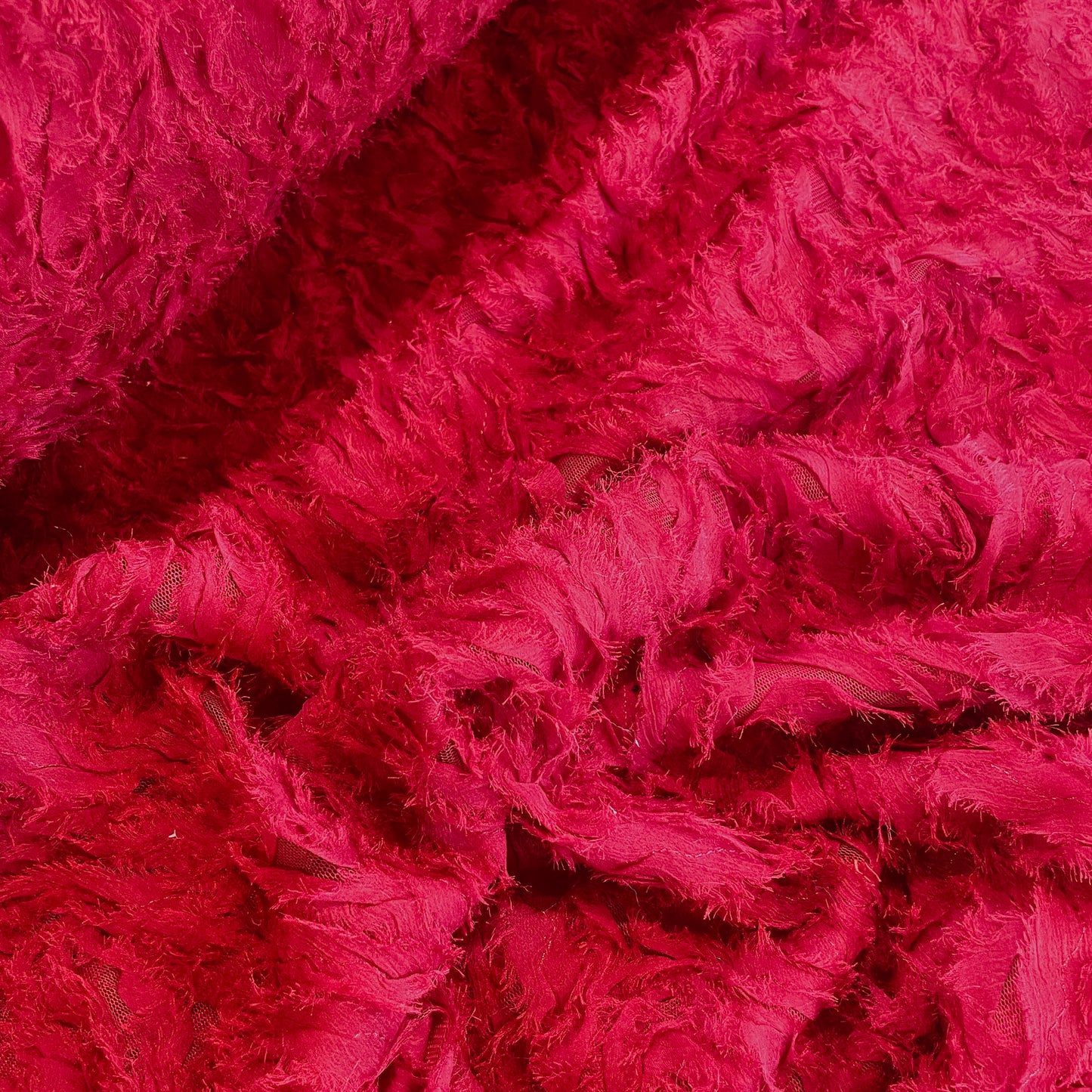 Ruby red stitched georgette tulle