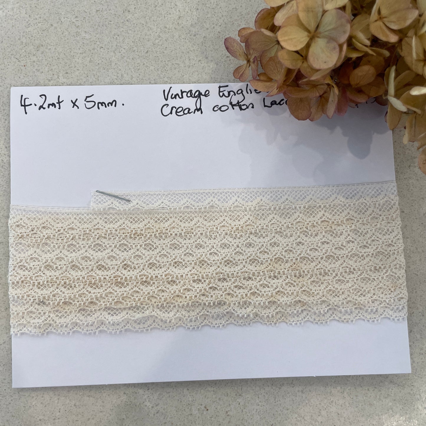 4.2m vintage English cream cotton lace #43