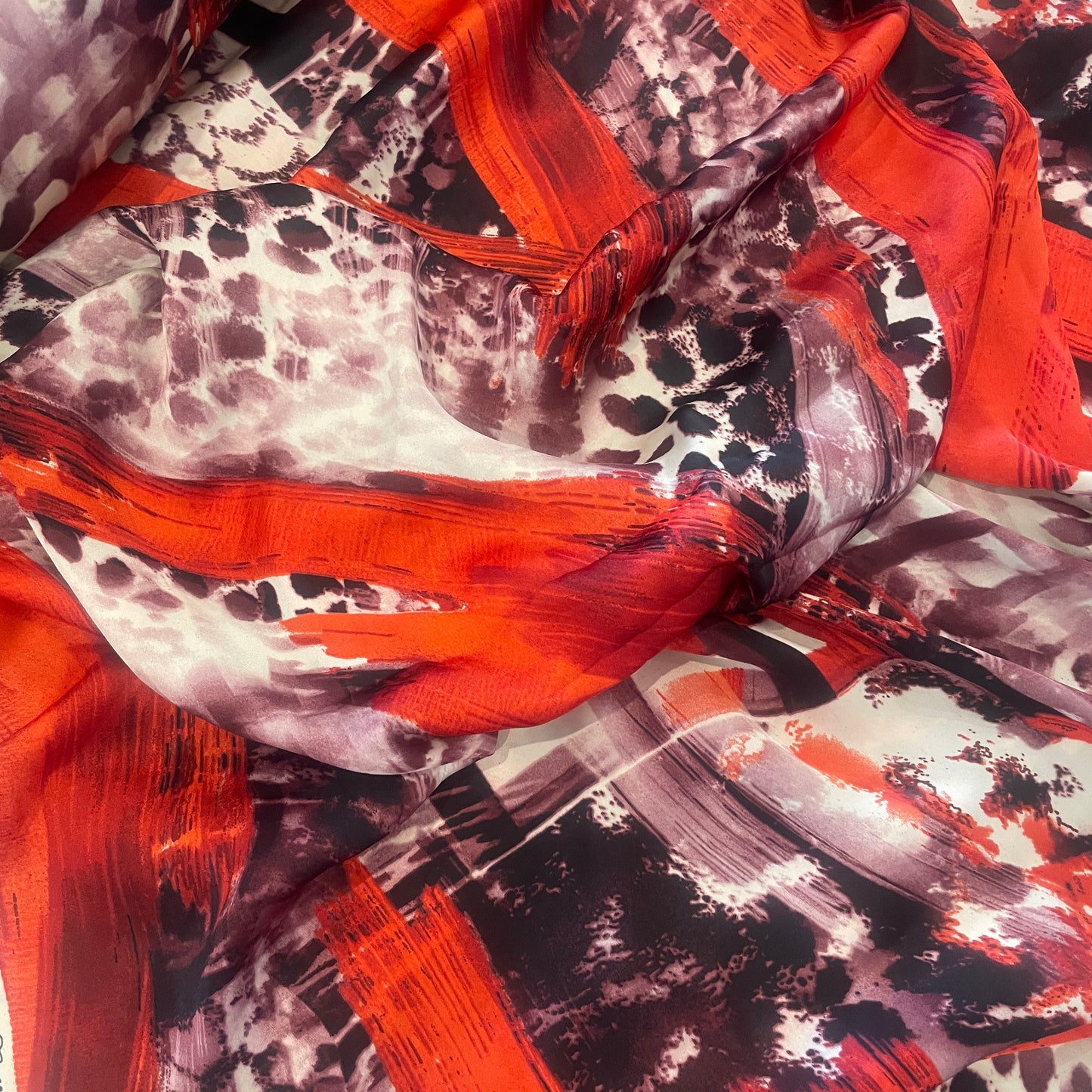 Ruby brushstrokes lightweight satin