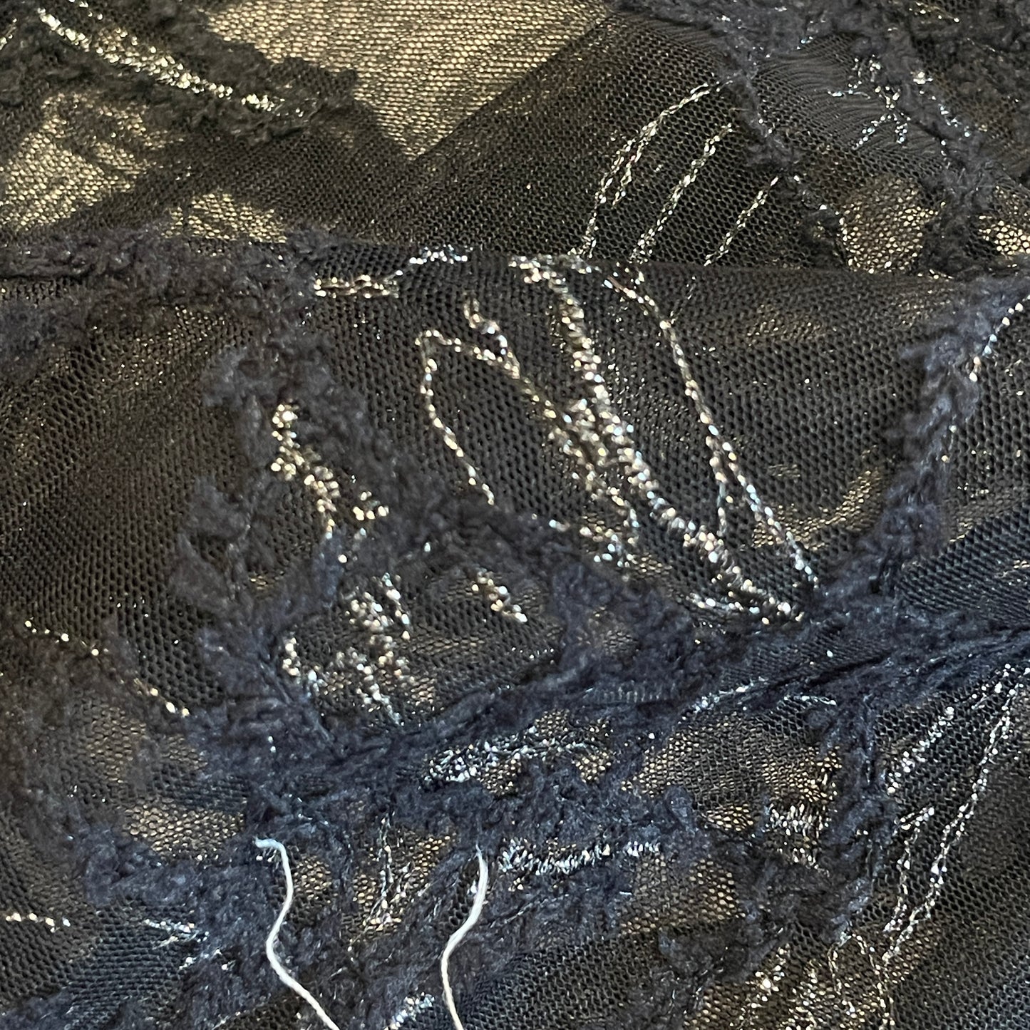 Gunmetal flowers metallic embroidered tulle