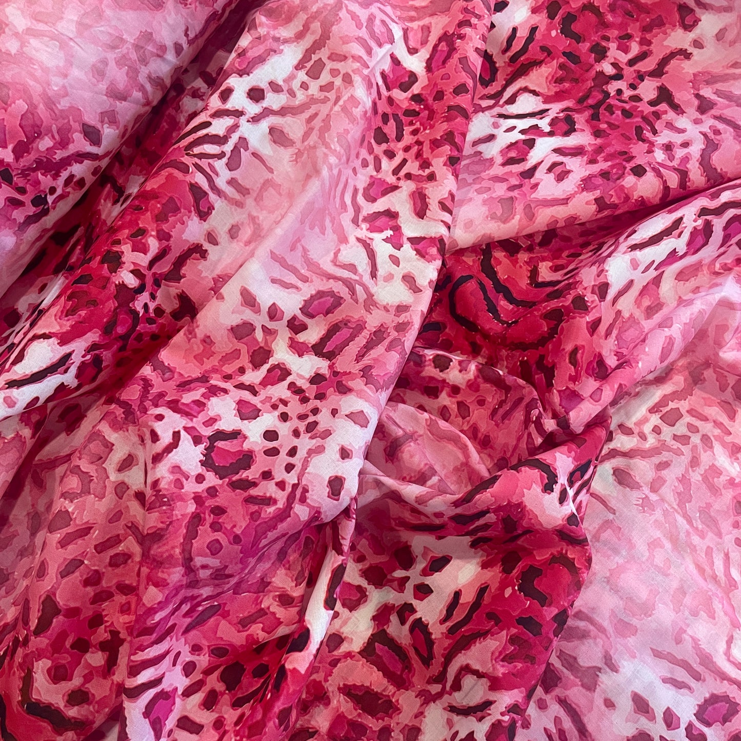 Rose coloured leopard viscose challis