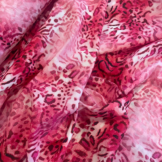 Rose coloured leopard viscose challis