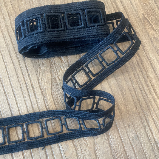 90cm black squares insertion trim