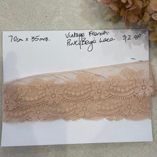 70cm vintage French beige lace #71