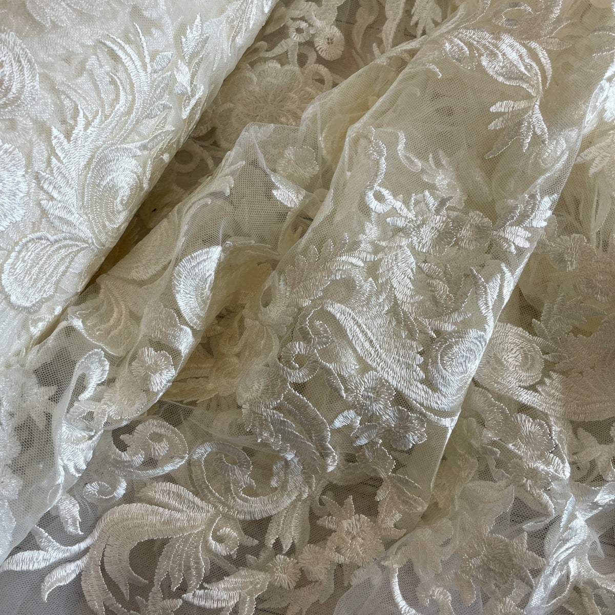 Lilith ivory embroidered tulle