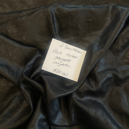 2.7m black foiled georgette
