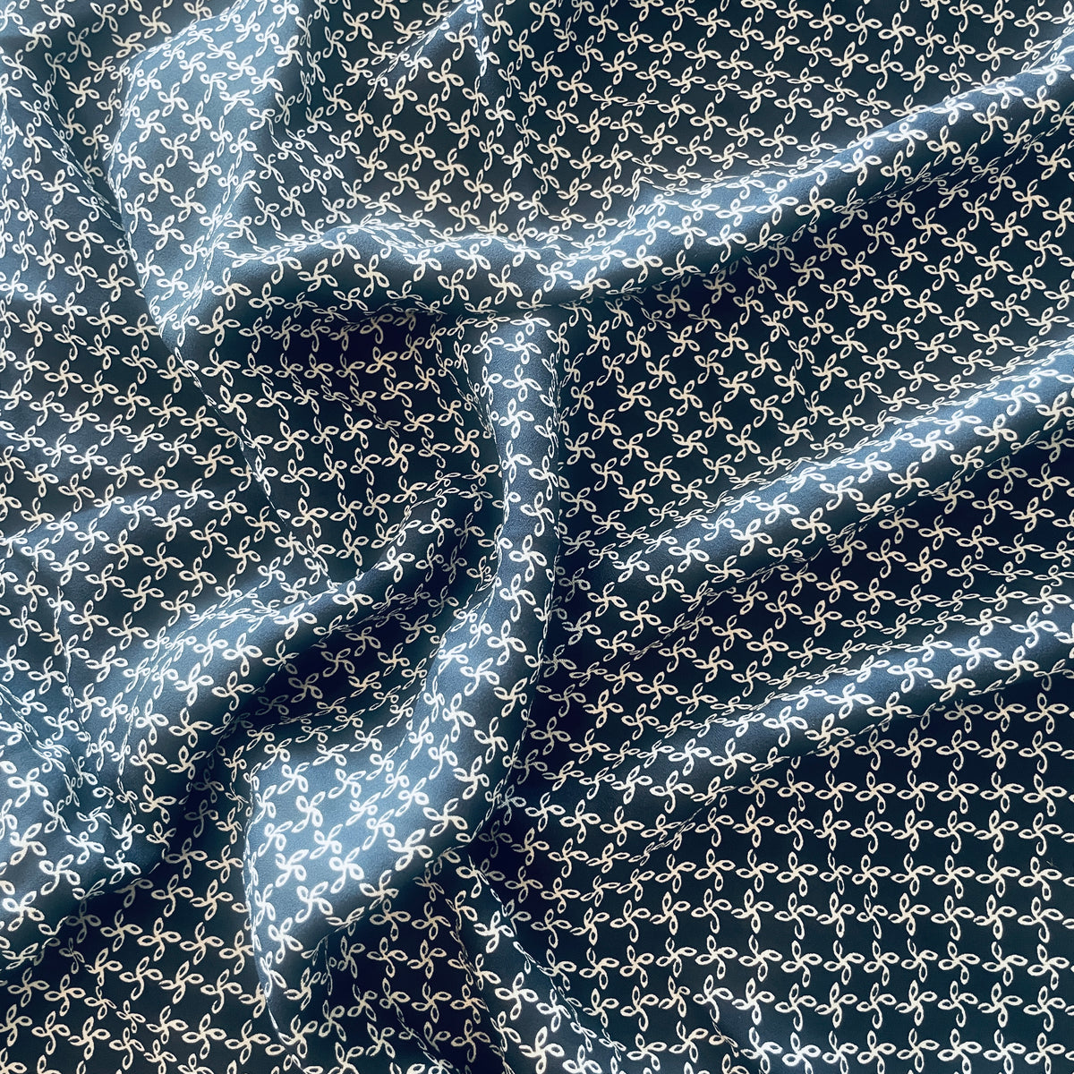 60cm navy spirals silk crepe de chine