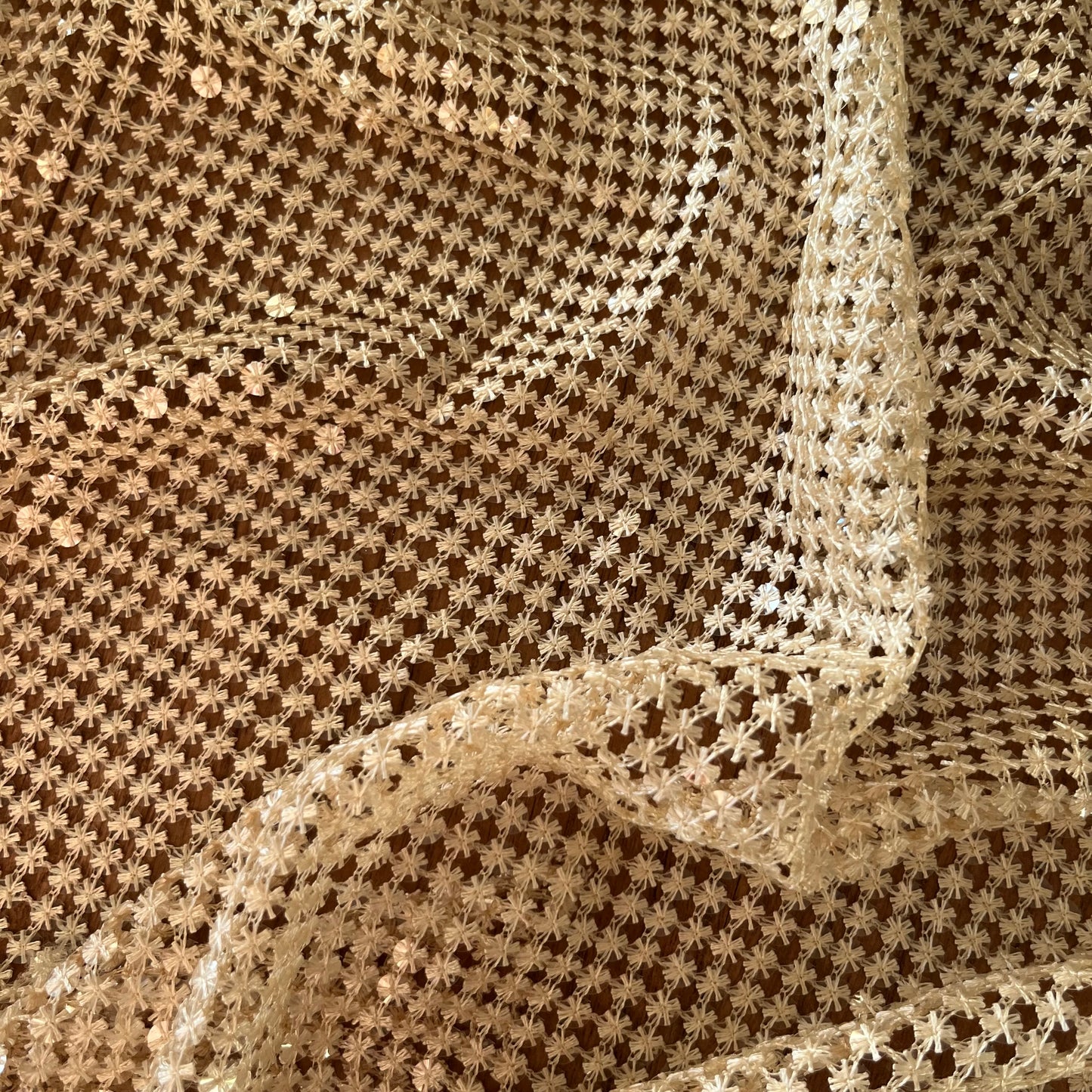 1m cream stars sequin Guipure lace polyester