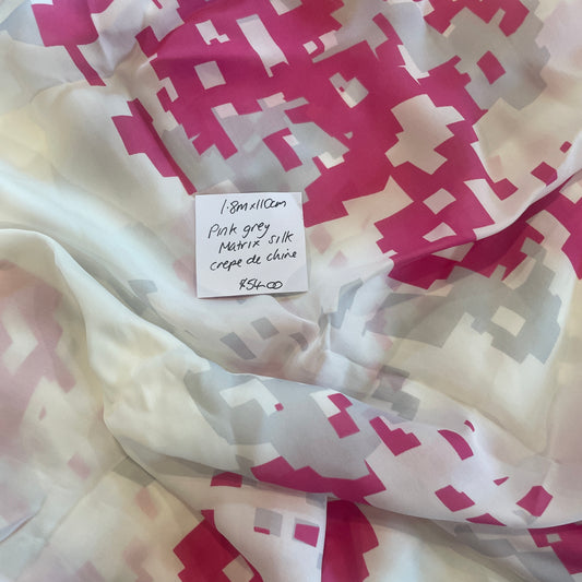1.8m pink grey matrix silk crepe de chine