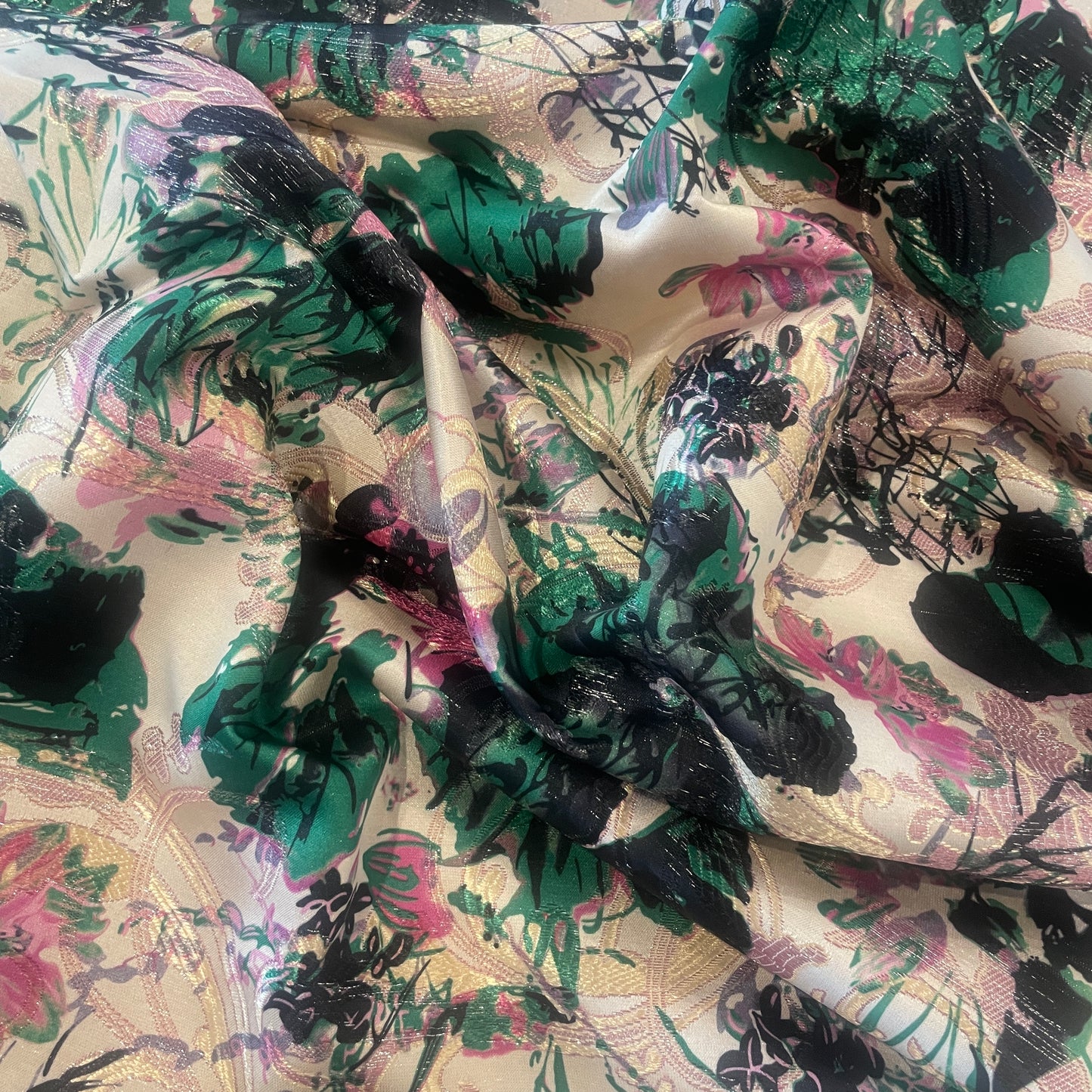 1m abstract floral lurex jacquard brocade