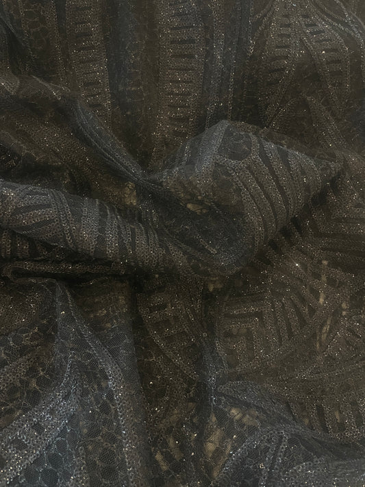 1.7m black sequin mesh