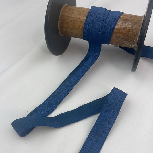 Navy 15mm shiny foldover elastic