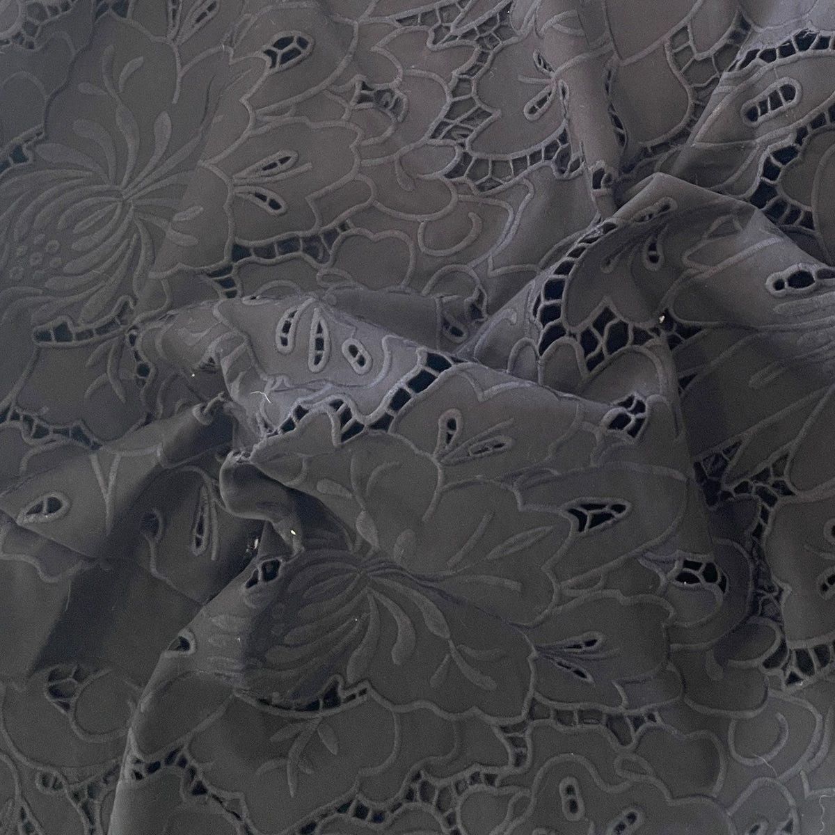 80cm black embroidered cotton