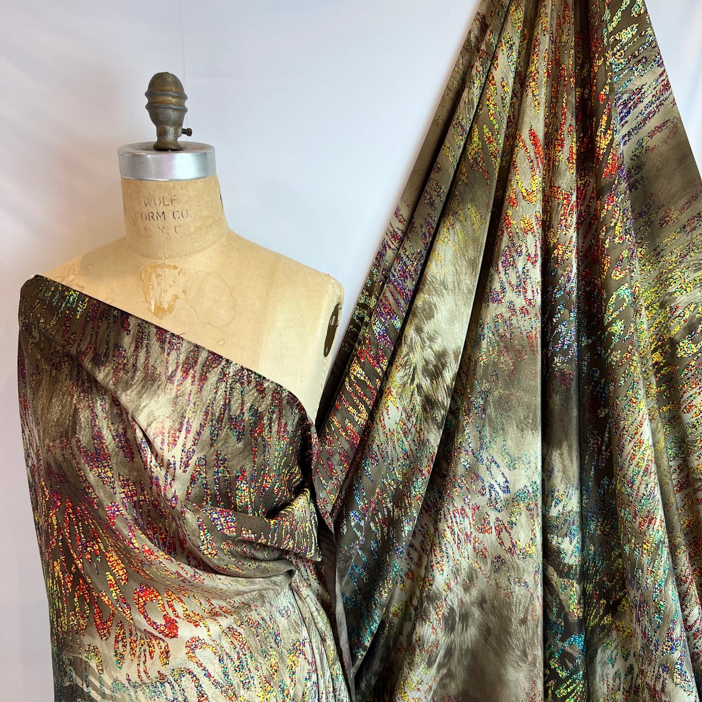 Rainbow Leopard Green Crepe de Chine