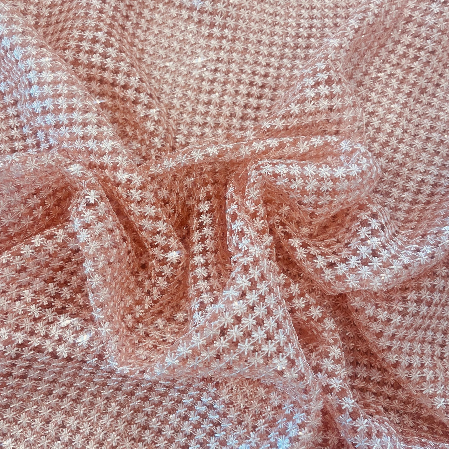 1m pink stars sequin guipure lace