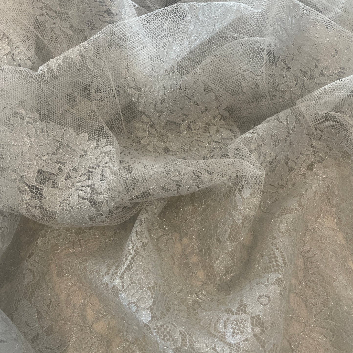 2.4m metallic silver French lace