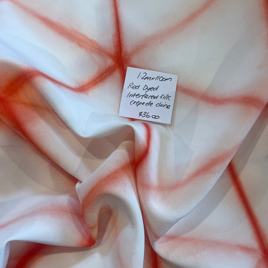 1.2m red dyed interfaced silk crepe de chine