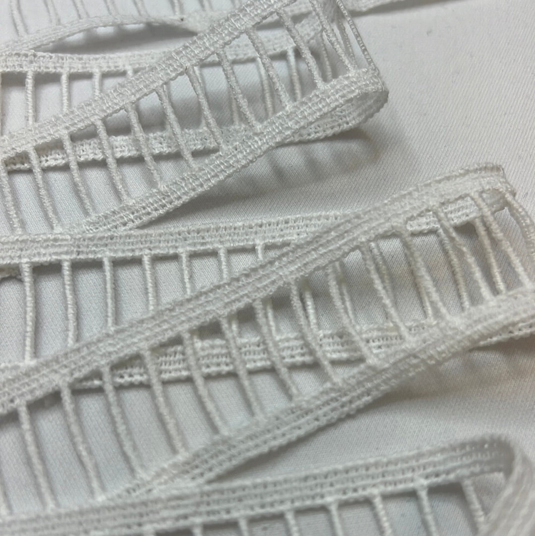 Ladder Insertion Lace Trim White