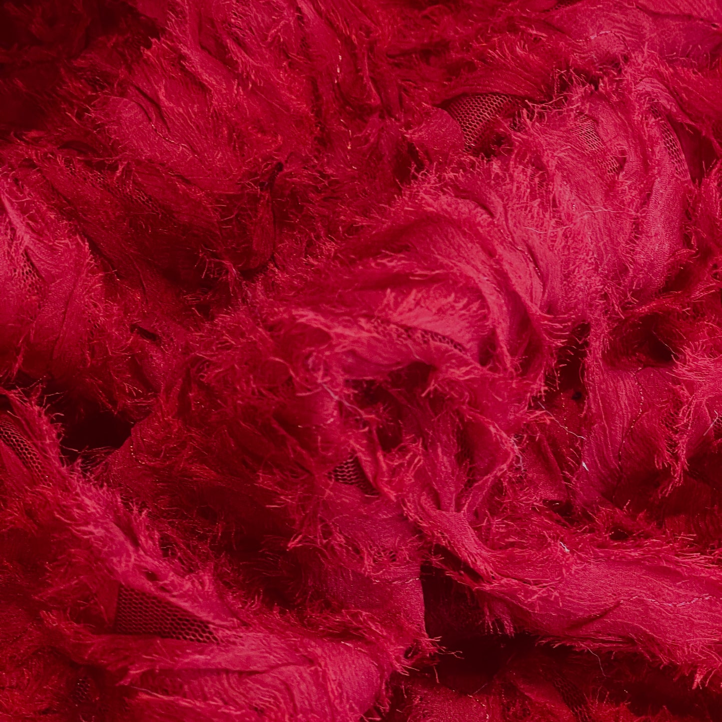 Ruby red stitched georgette tulle