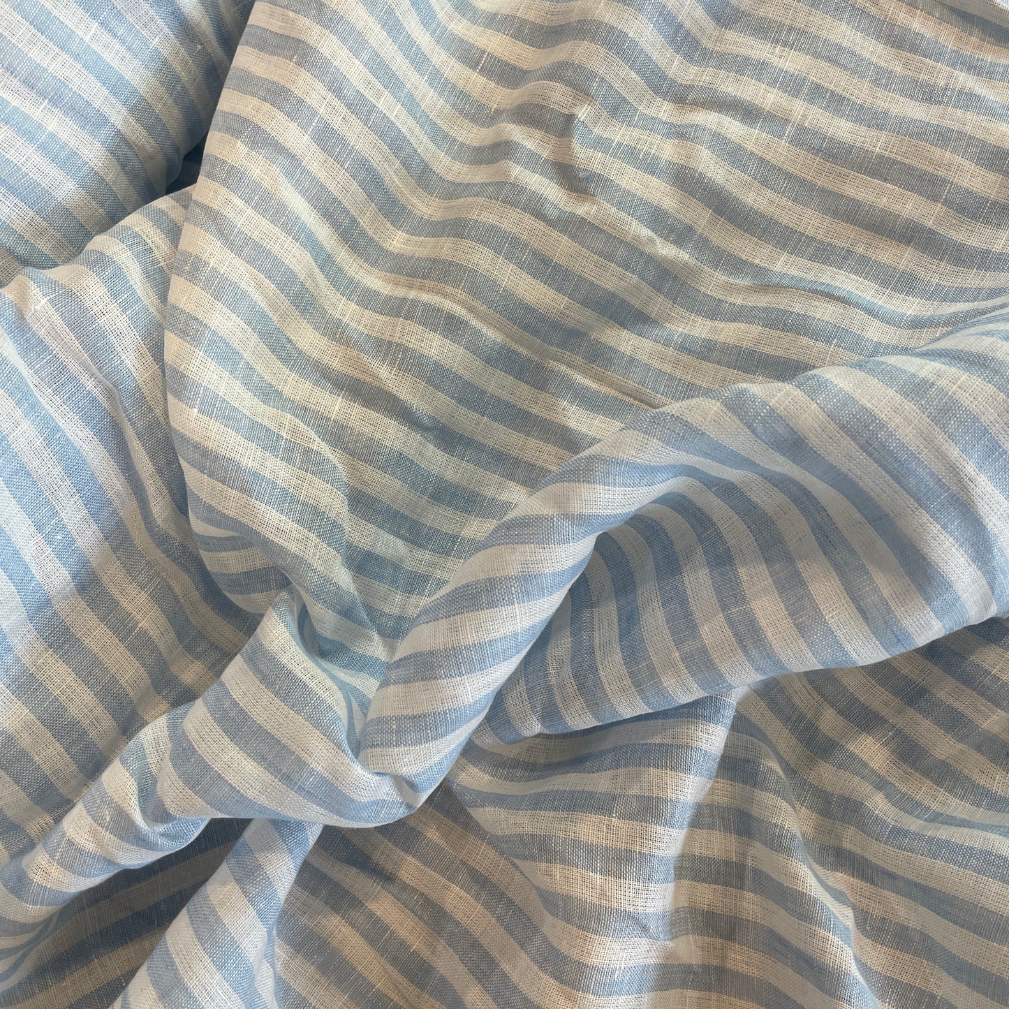 Sky blue stripe lightweight linen