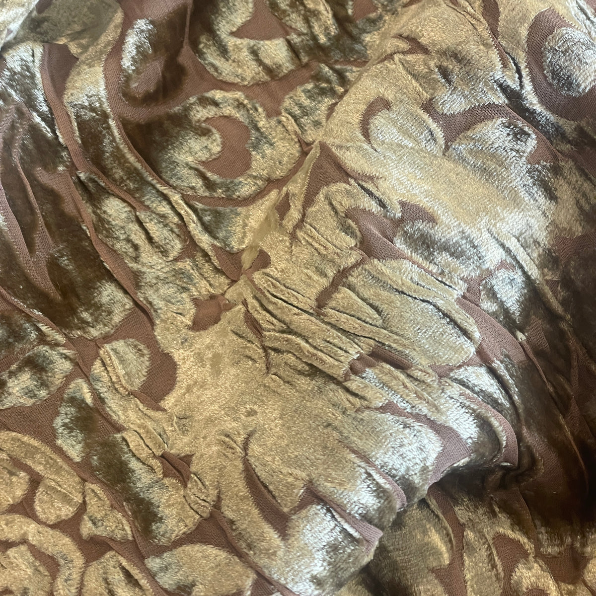 Toffee fleur de lise burnout silk velvet