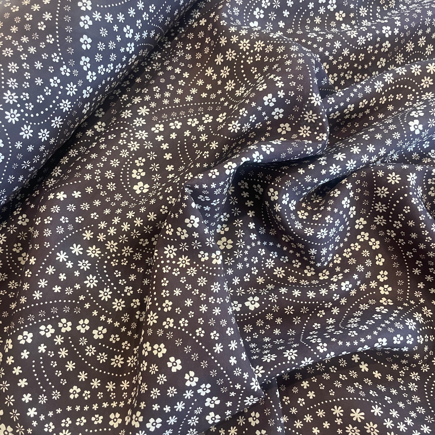 Chocolate paisley silk cotton voile