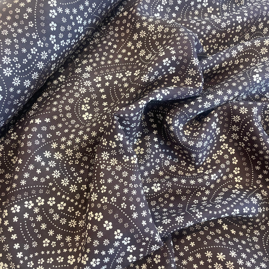 Chocolate paisley silk cotton voile