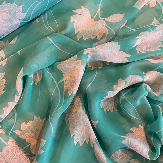 Peach lotus georgette
