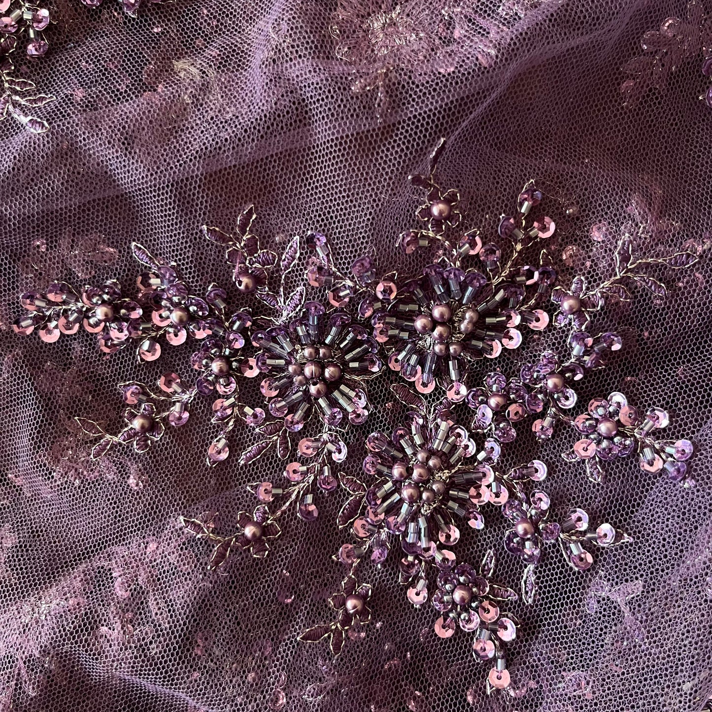 2m Amethyst hand beaded tulle