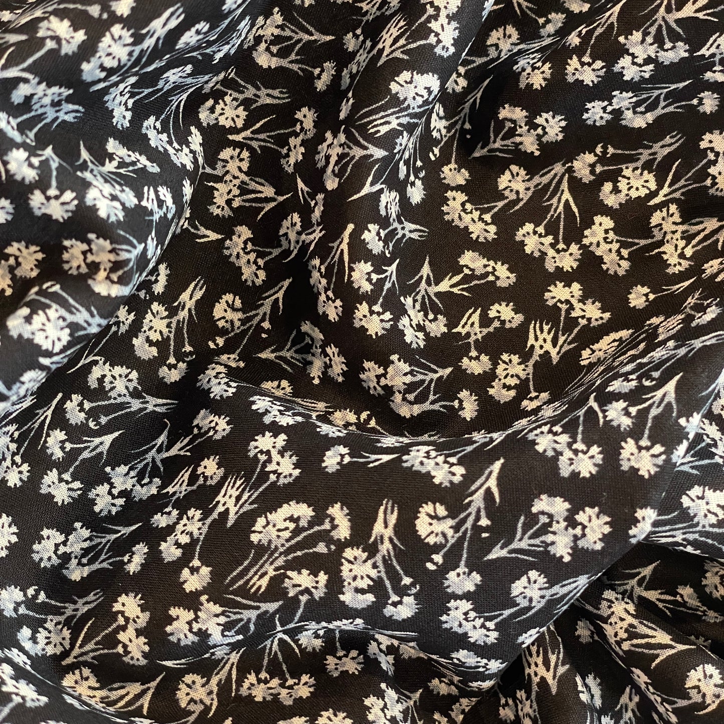Black ditsy floral  cotton voile