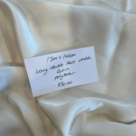1.5m ivory double face stretch satin