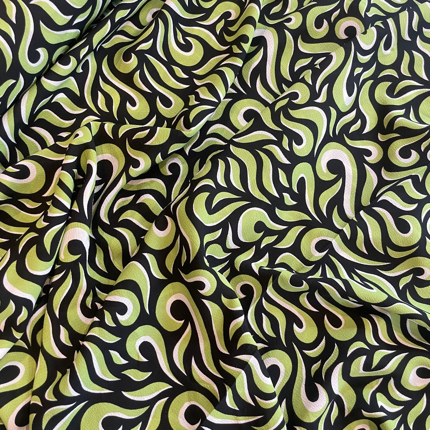 Lime swirls lightweight crepe