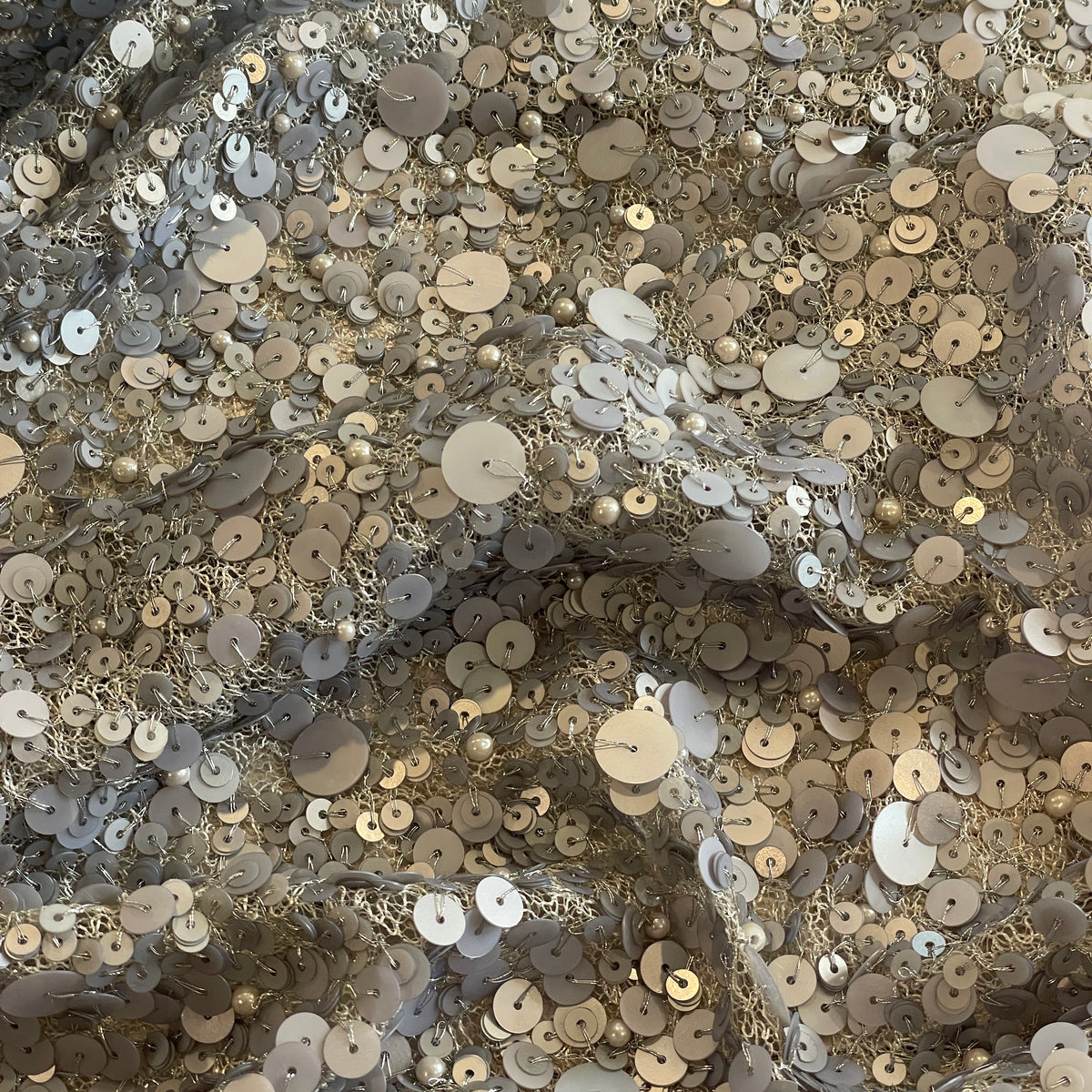 Silver galaxy sequin mesh