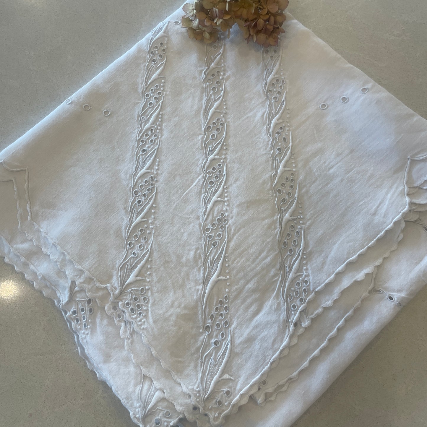 vintage linen cutwork cloth
