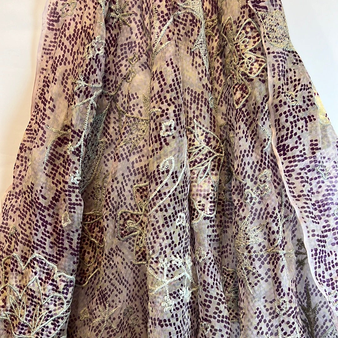 Spanish Plum Embroidered Silk Organza