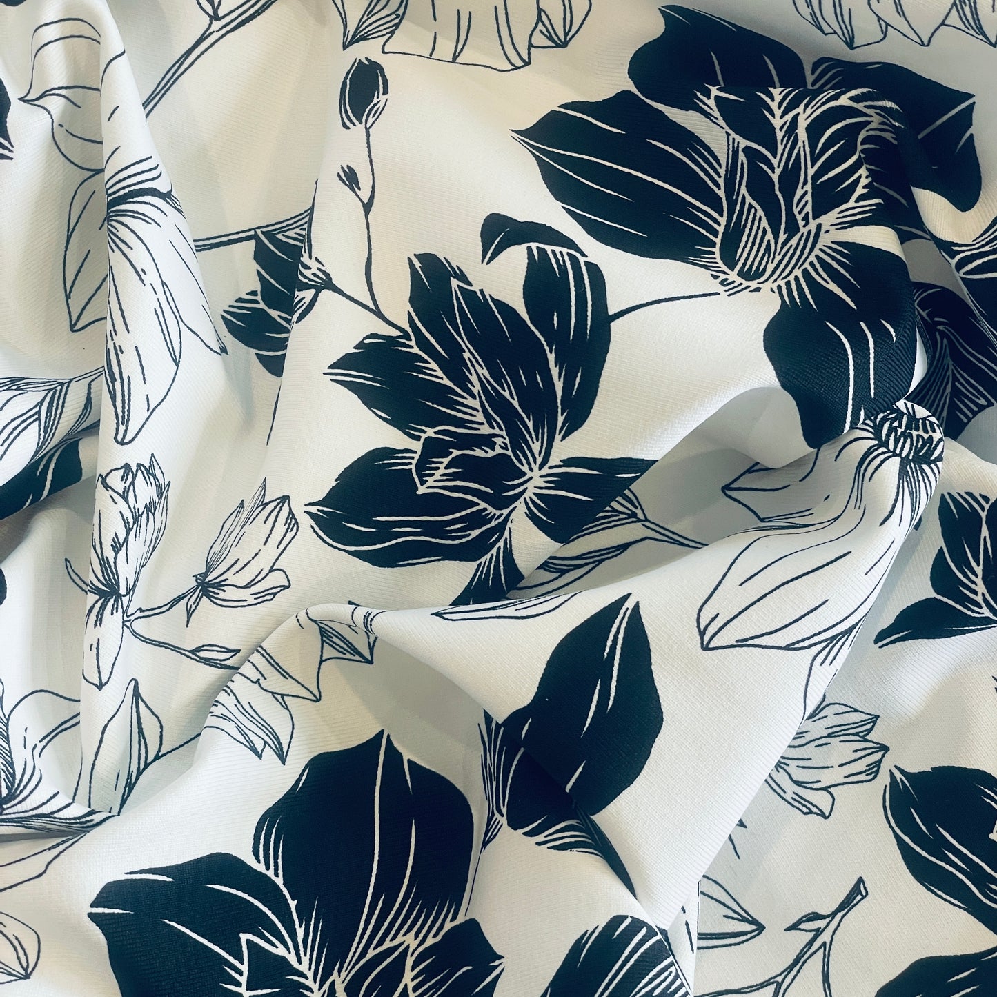 Ink stamped flowers spandex jersey