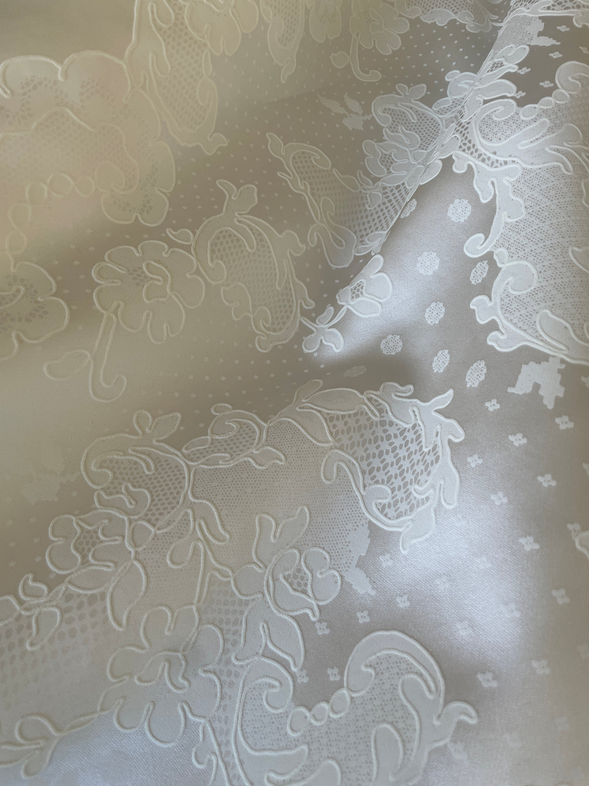 Italian lace embossed duchess satin panel
