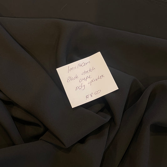 1m black stretch crepe