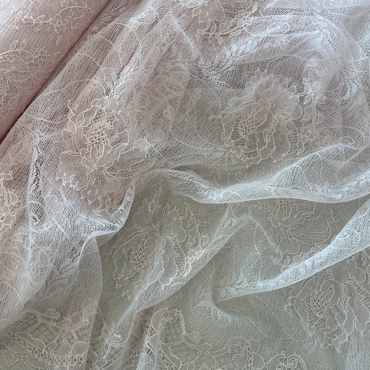 petal pink fine French lace