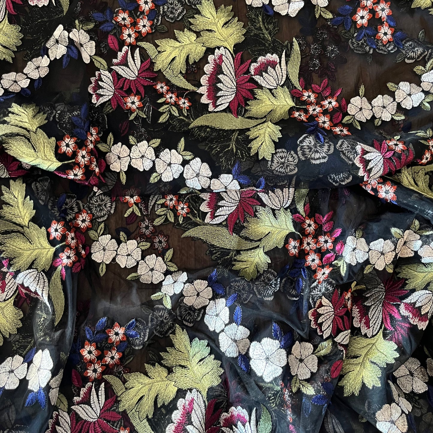 2m Winter Floral Embroidered tulle polyester