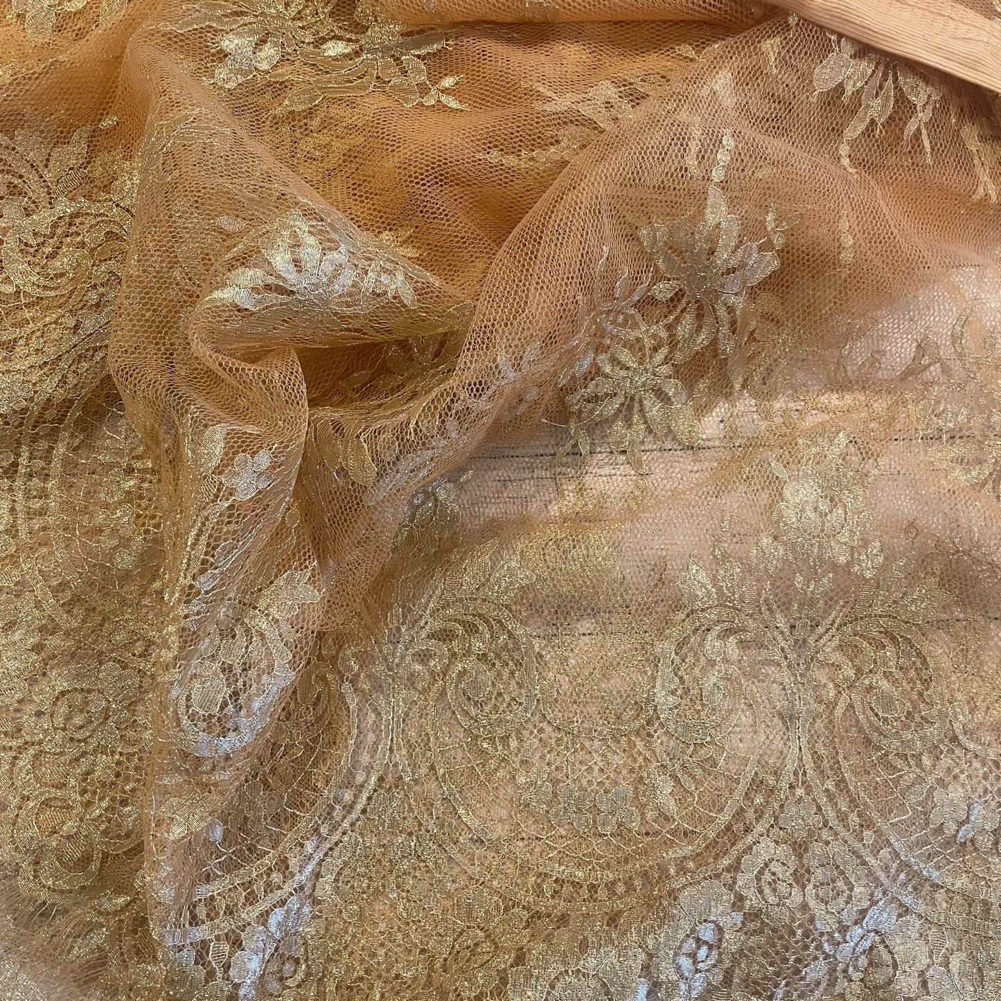 2.4m gold Lurex French lace nylon cotton Lurex