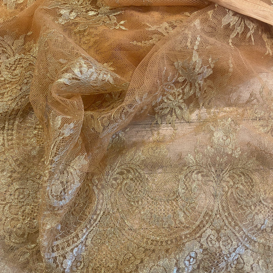 2.4m gold Lurex French lace nylon cotton Lurex