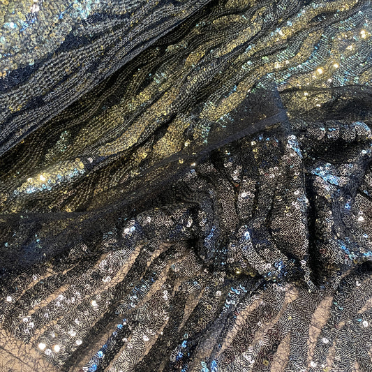 Mystic swirl reversible sequin mesh