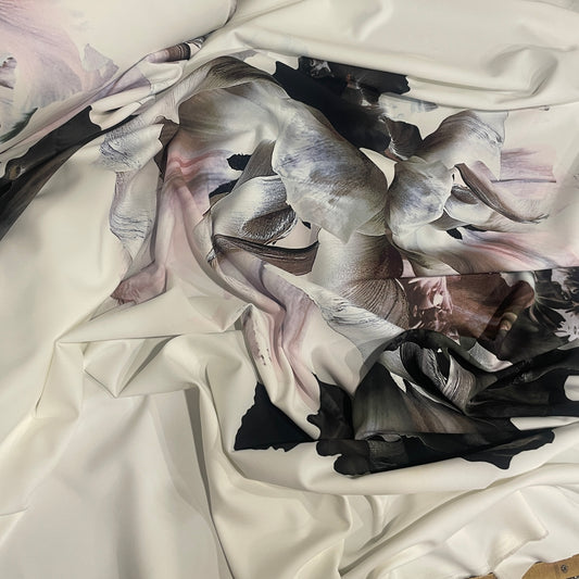 Digital flower two way stretch  luxe drape stretch suiting