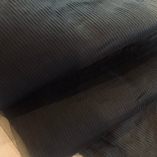 Black fine stitch pleated silk organza
