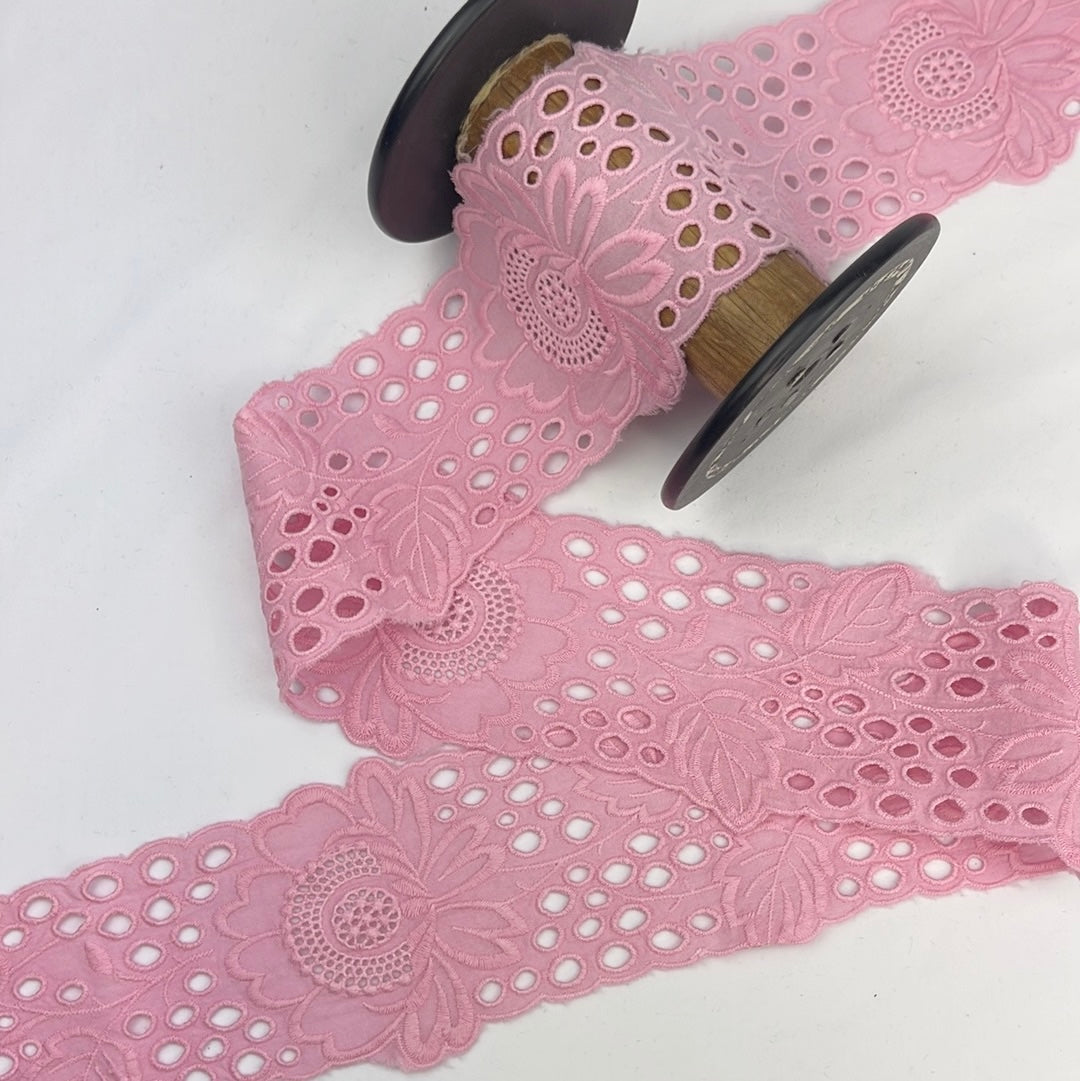 Victoria Candy Pink 80mm Broderie Trim